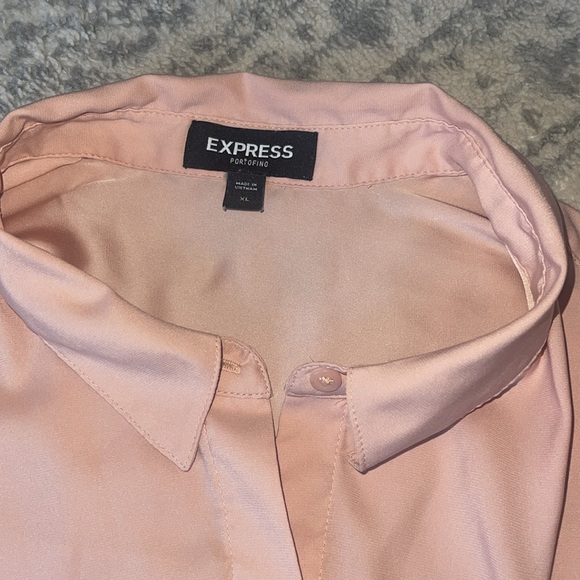 Express XL button down pink peach long sleeve office work shirt - Picture 3 of 5